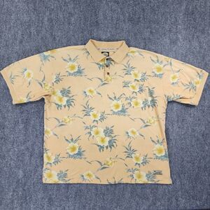 Tommy Bahama Polo Shirt Mens XXL Orange Cream Hawaiian Short Sleeve Vintage Dad